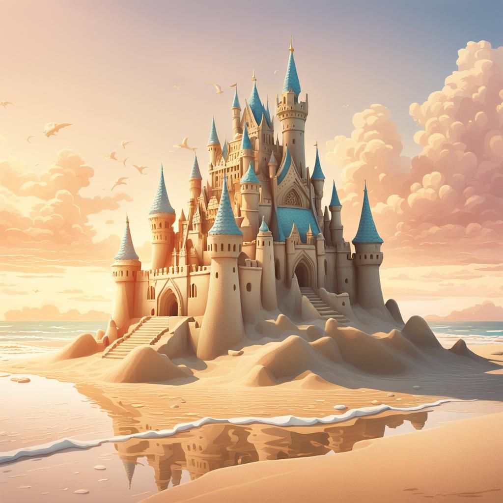 Dreamy Sandcastle on a Golden Beach