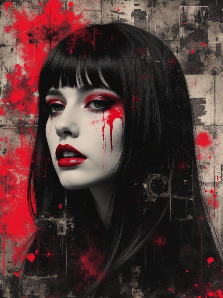 Surreal Gothcore Portrait in Moody Colorful Palette