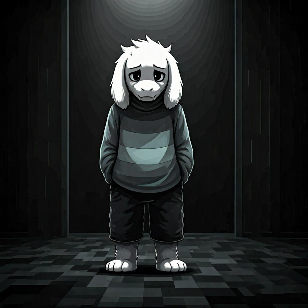 Monochromatic Asriel Portrait in Digital Art Style