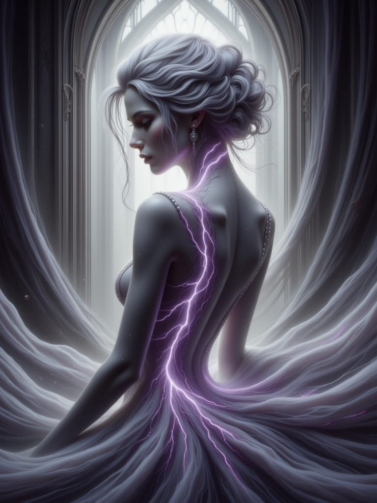 Ethereal Beauty with Fractured Serenity