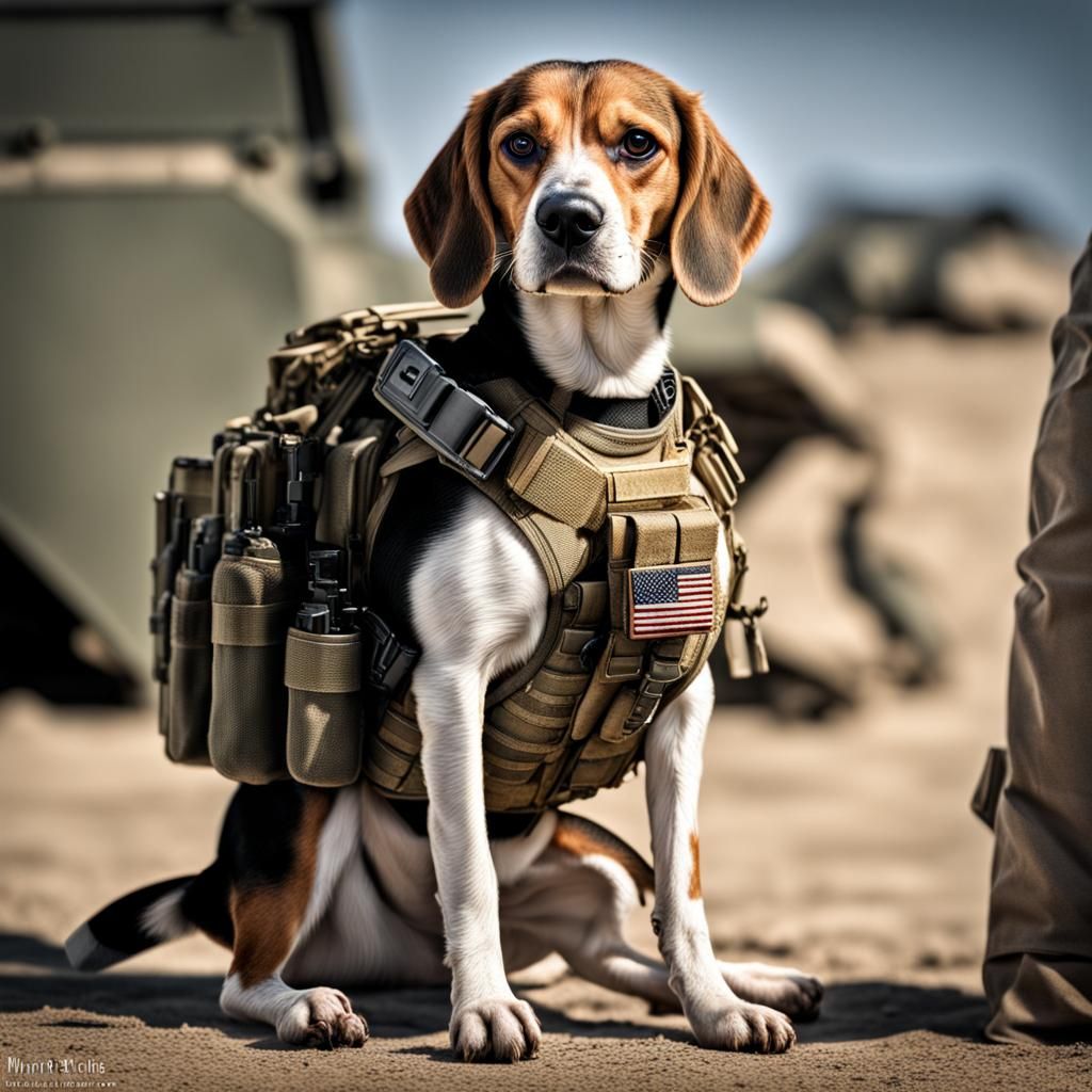Beagle Replaces Human Marine in Tactical Gear