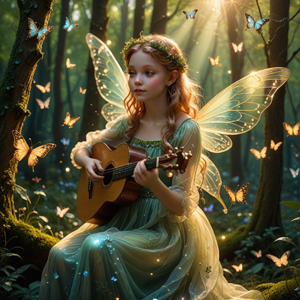Whimsical Fairy Performs in Enchanted Forest