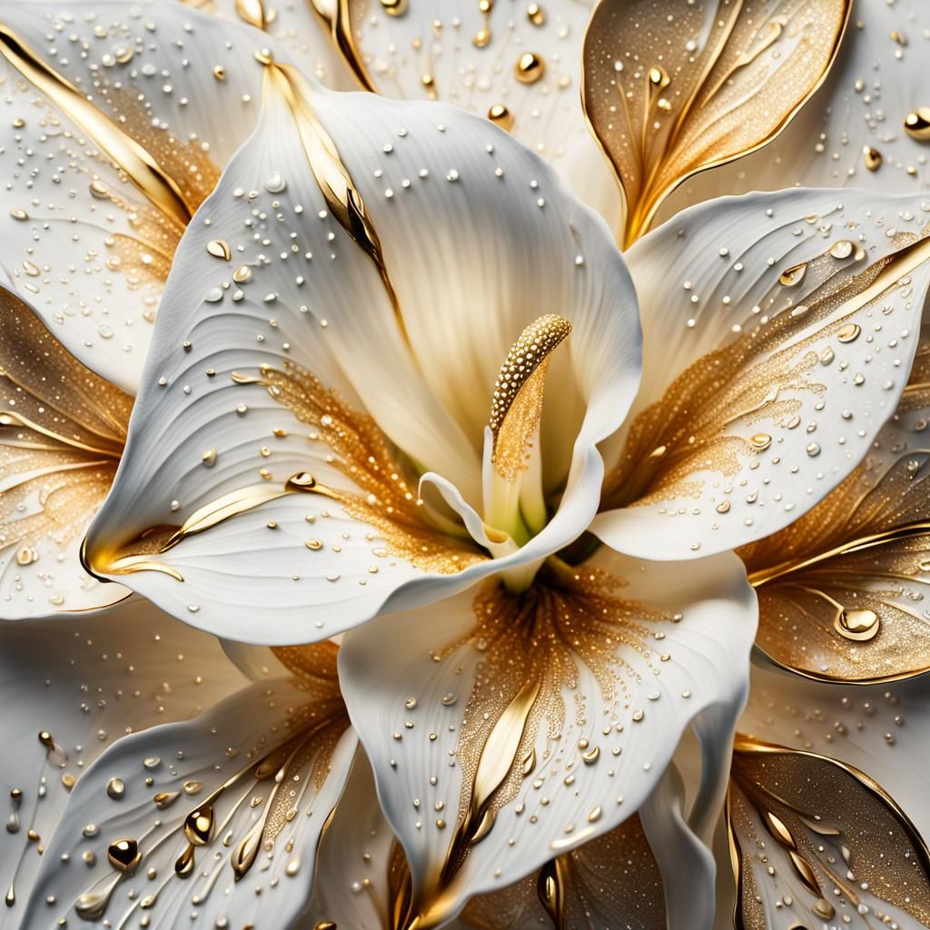 Porcelain Calla Lily with Gold Accents in Splash Art