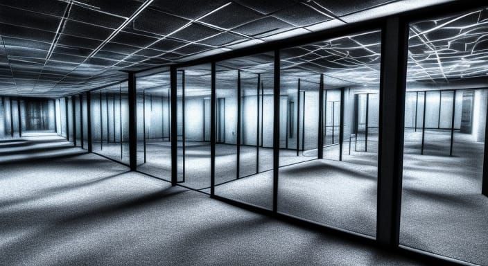 Surreal Sci-Fi Office Labyrinth in 4K Resolution