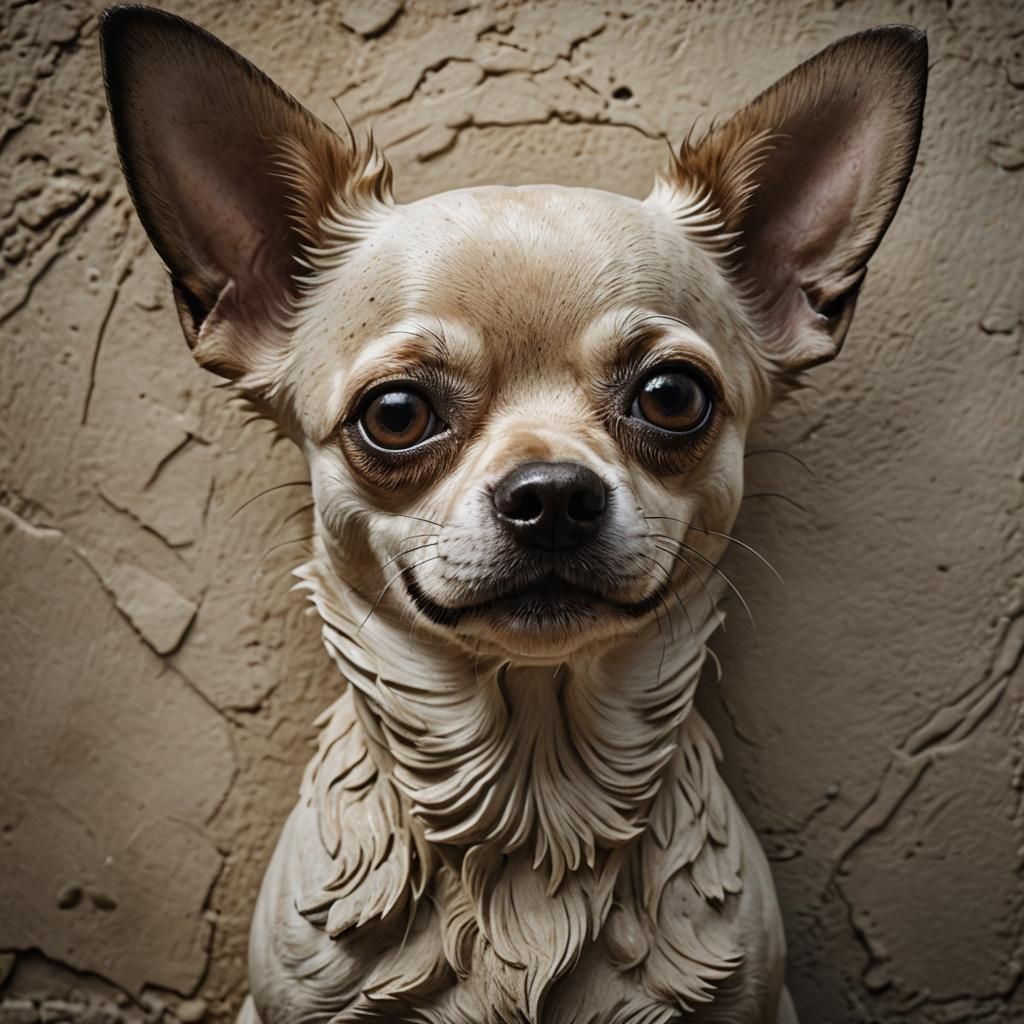 Chihuahua Bas Relief Portrait in Ambient Light