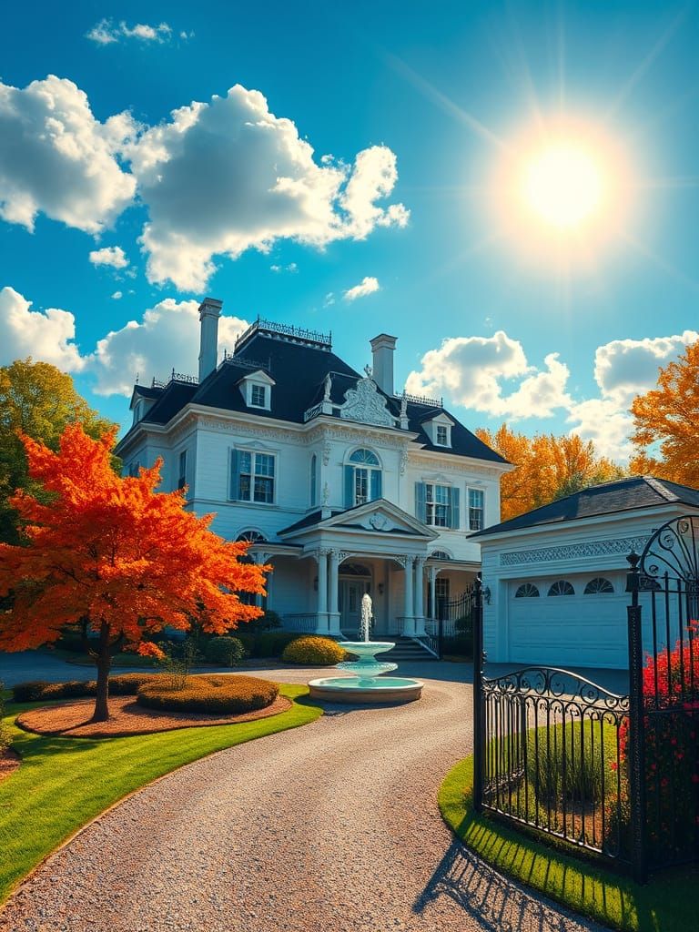 Surreal Victorian Mansion in Vibrant Colors