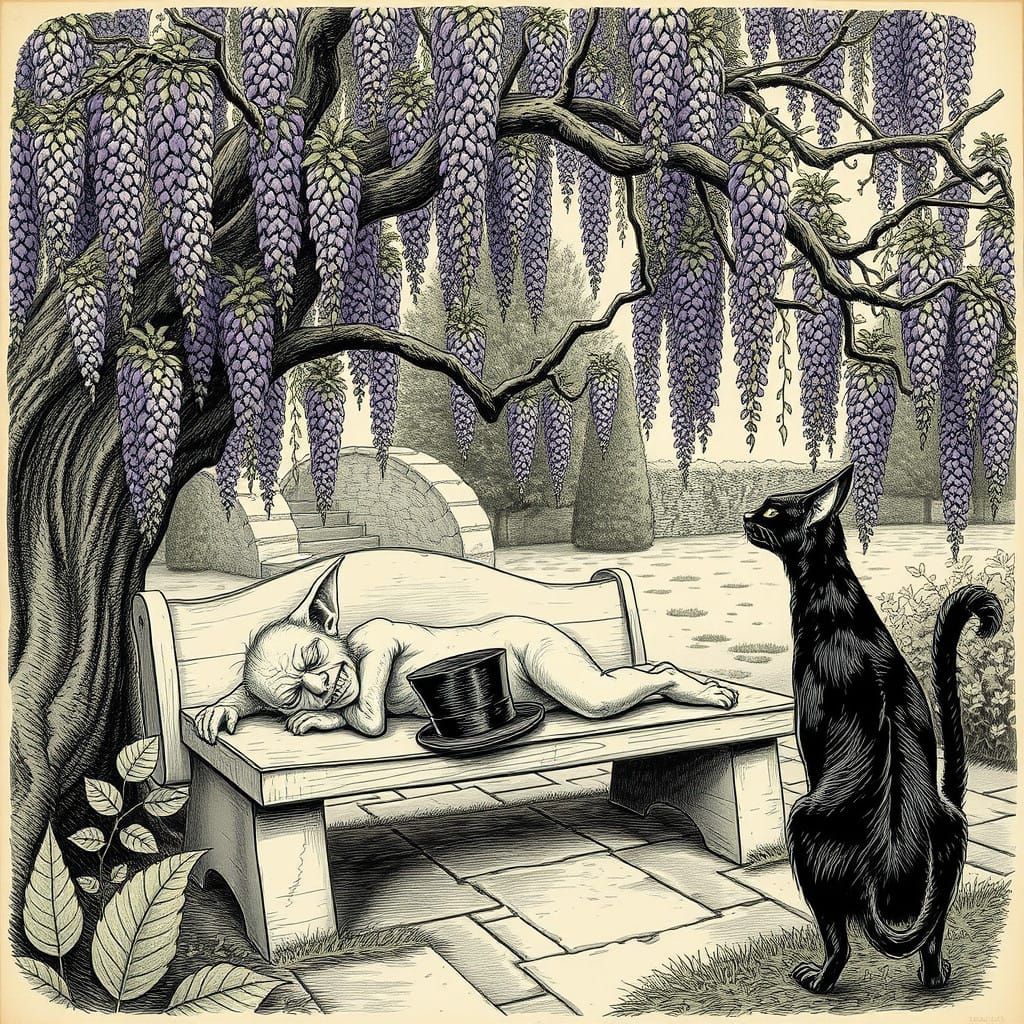 Ethereal English Garden Scene in Victorian Style