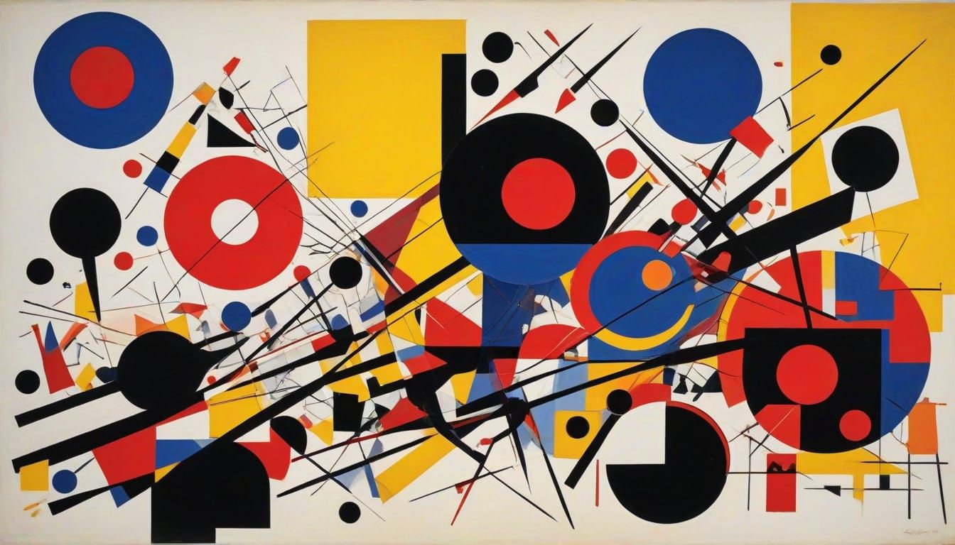 Formal Conductor Leads Geometric Symphony in Vibrant Colors