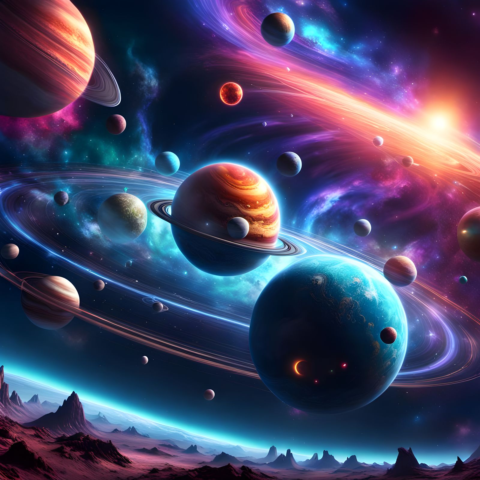 Planet Marbles in Detailed 3D Digital Art