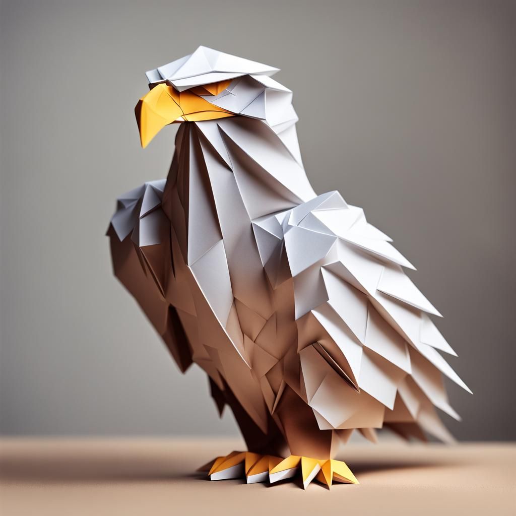 Origami Bald Eagle Papercraft in 8K Resolution