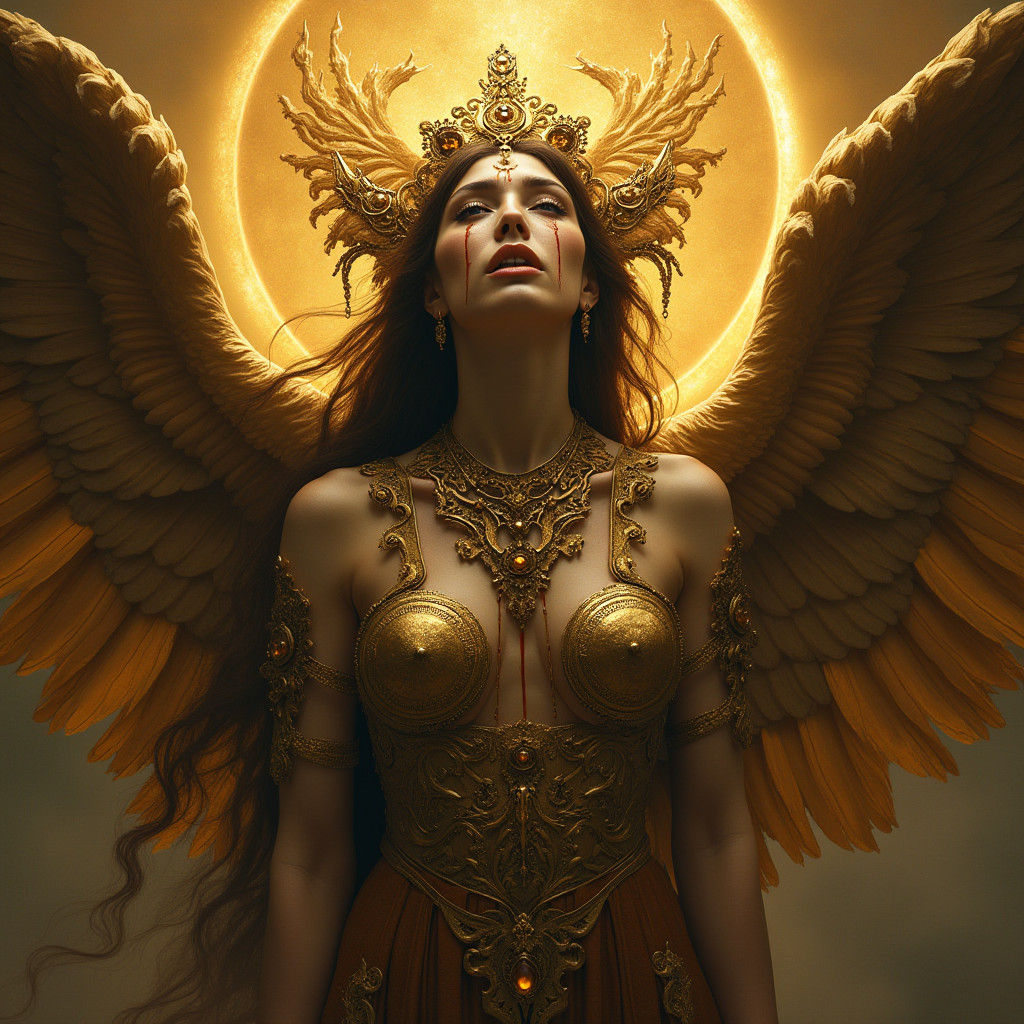 Fallen Angel Goddess in Bronze Halo