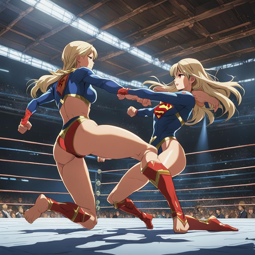 Supergirl Wrestling Knockout: Anime Key Visual