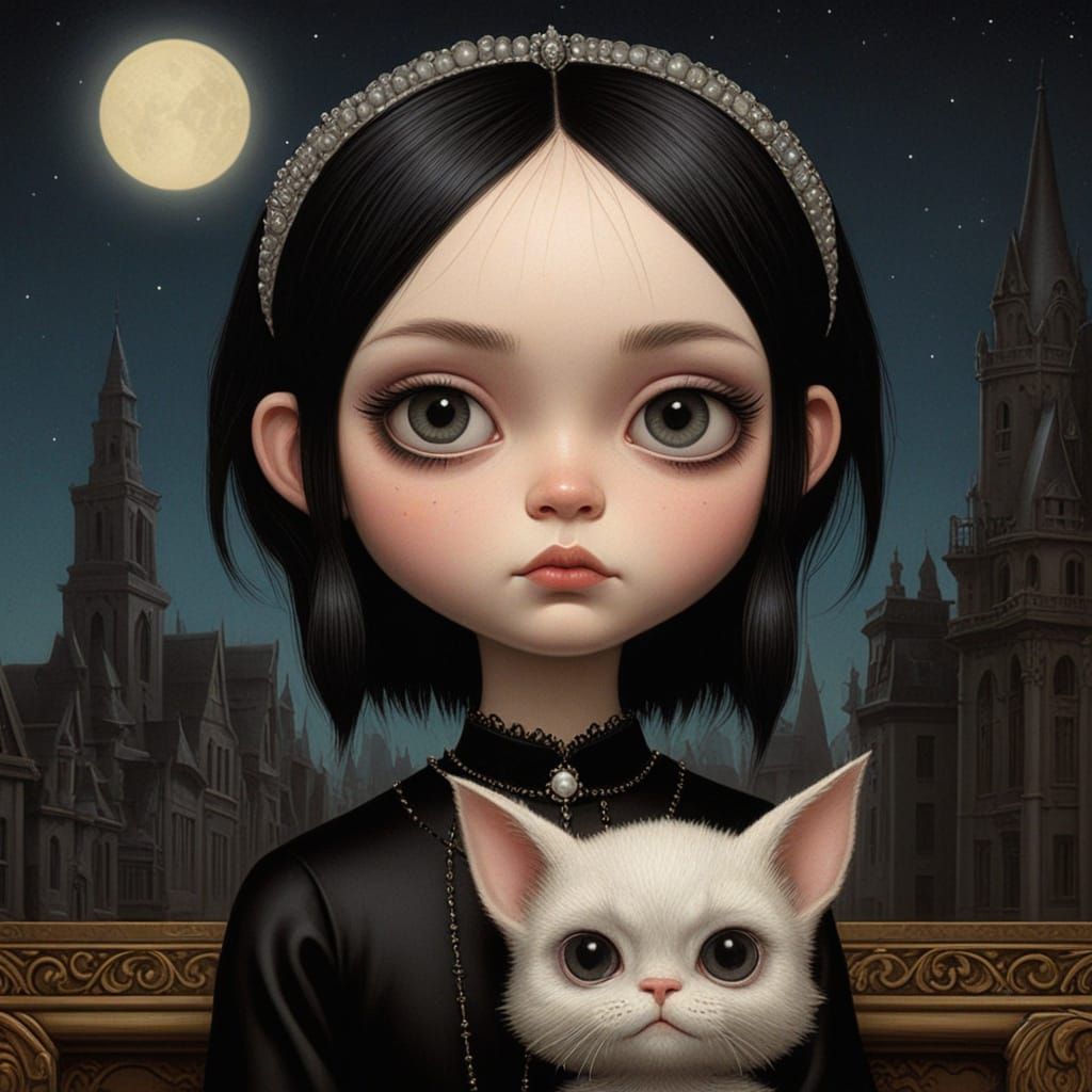 Surreal Goth Art in Cartoon Style with Ingres Influence