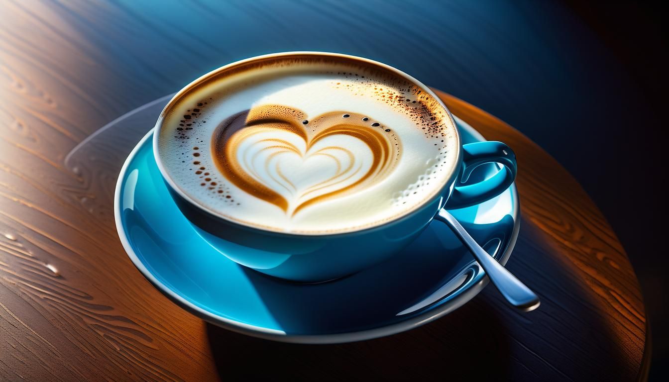 Coffee Cup with Milk Heart in Aquarell Style