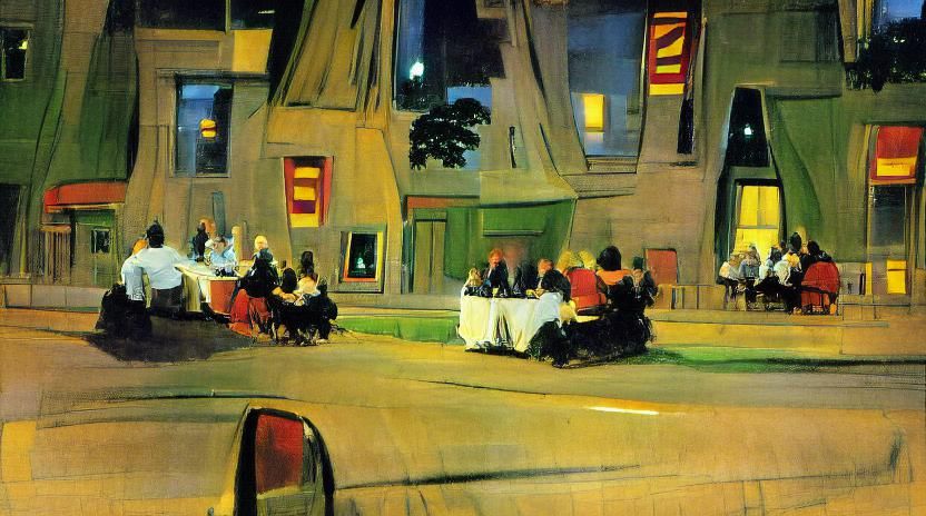 Diner Scene in the Style of Hopper