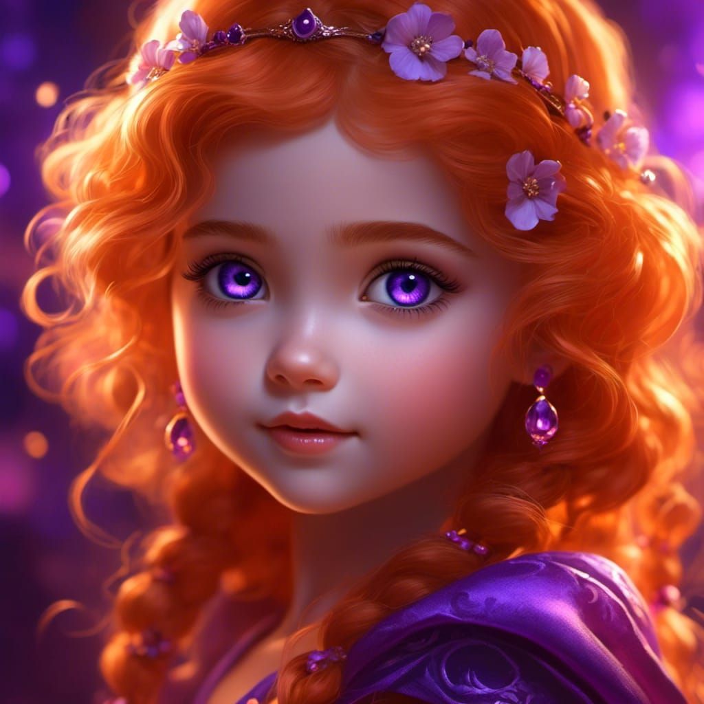 Adorable Girl with Glowing Eyes in Fantasy Portrait