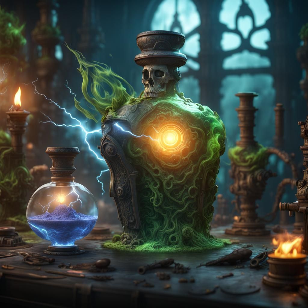 Poison Potion with Lightning in Mecha Style