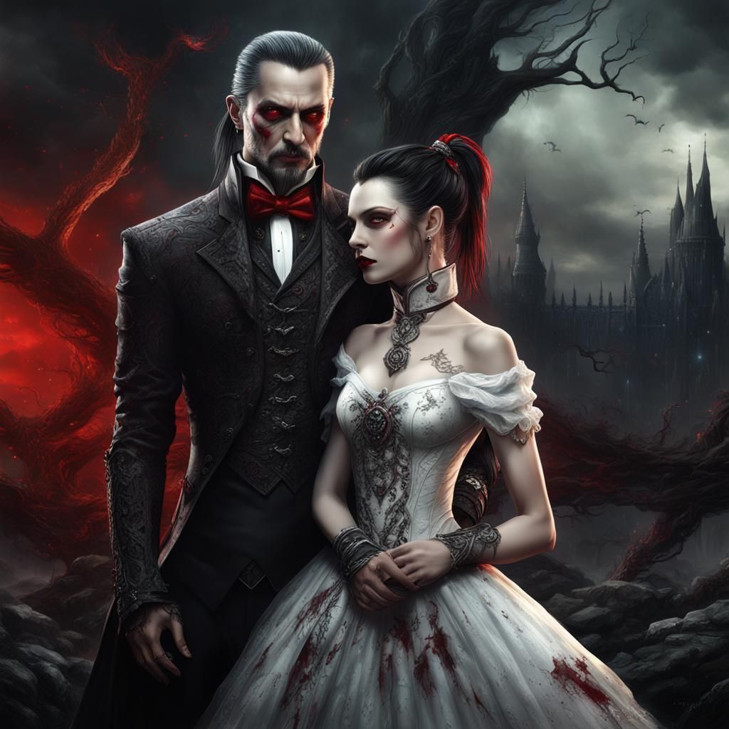 Gothic Vampire Couple in Luis Royo Style