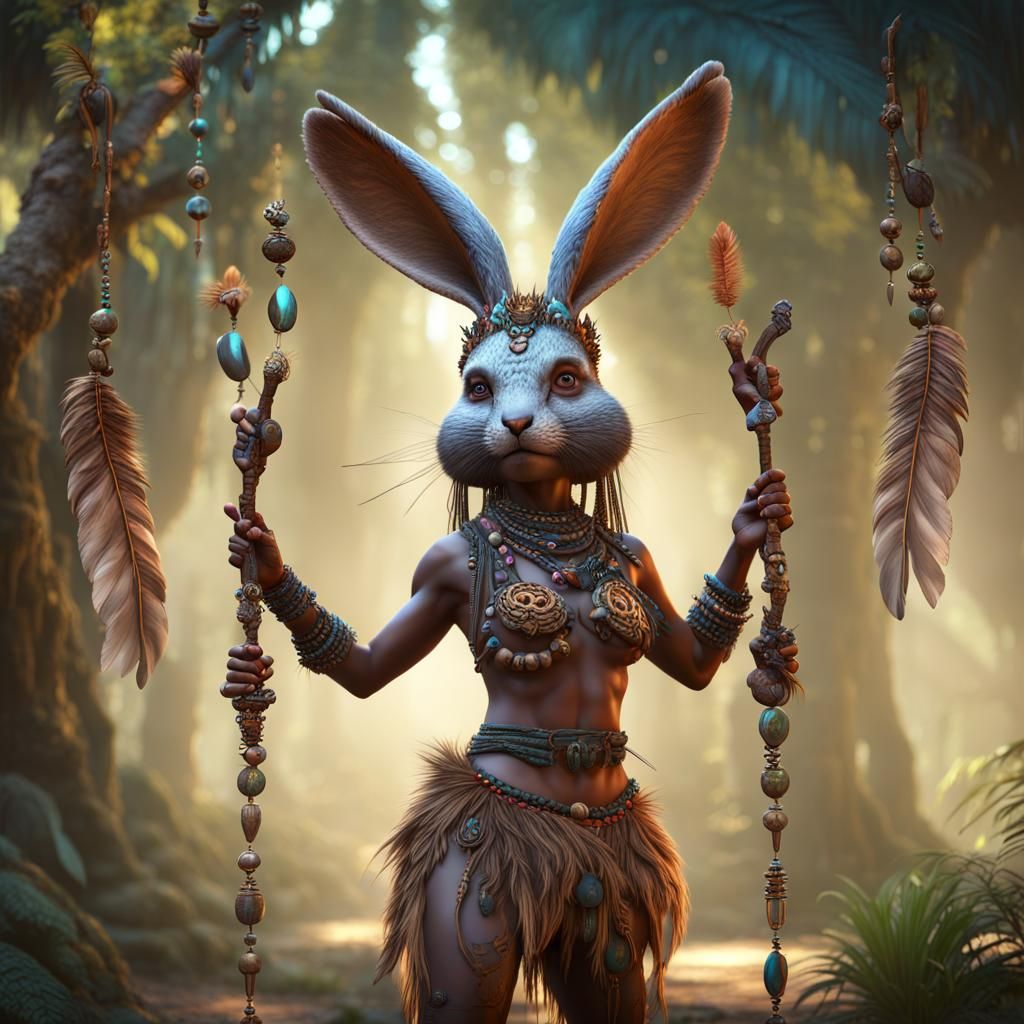 Chinchilla Shaman Forest Dancer in Matte Painting Style
