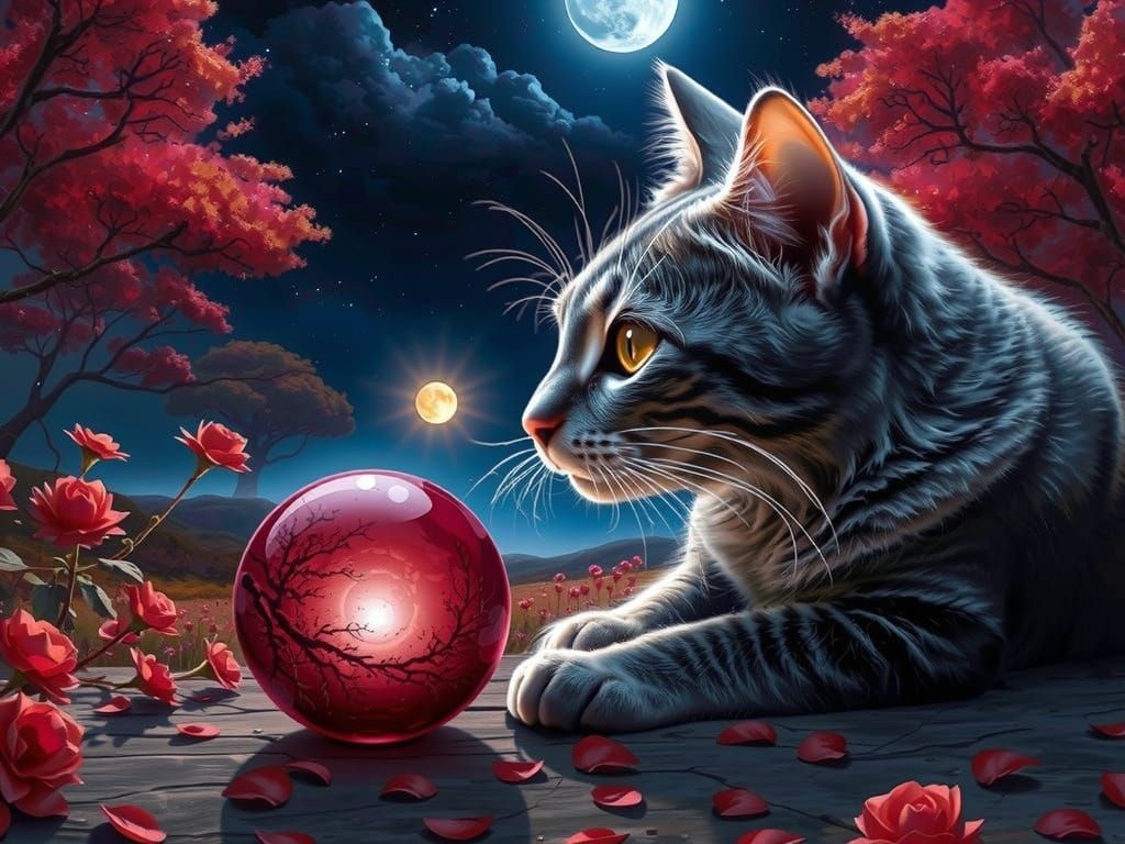 Whimsical Springtime Magic Unfolds Under a Vibrant Blue Moon