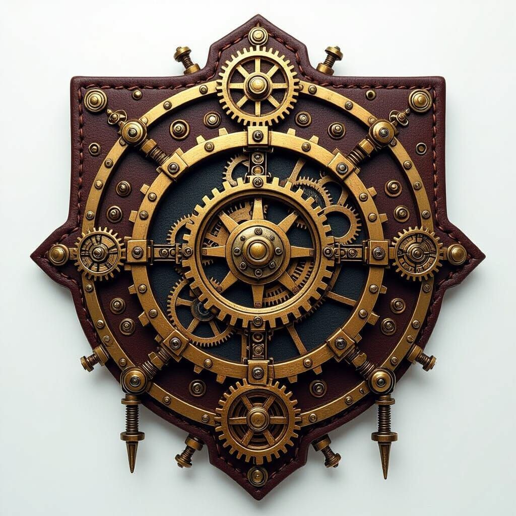 Steampunk Leatherworkers Guild Badge with Brass Gears