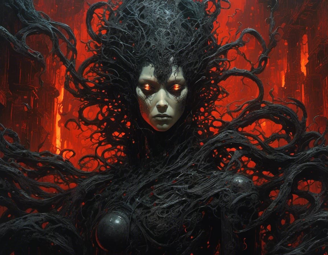 Tortured Soul in Dark Surrealist Landscape