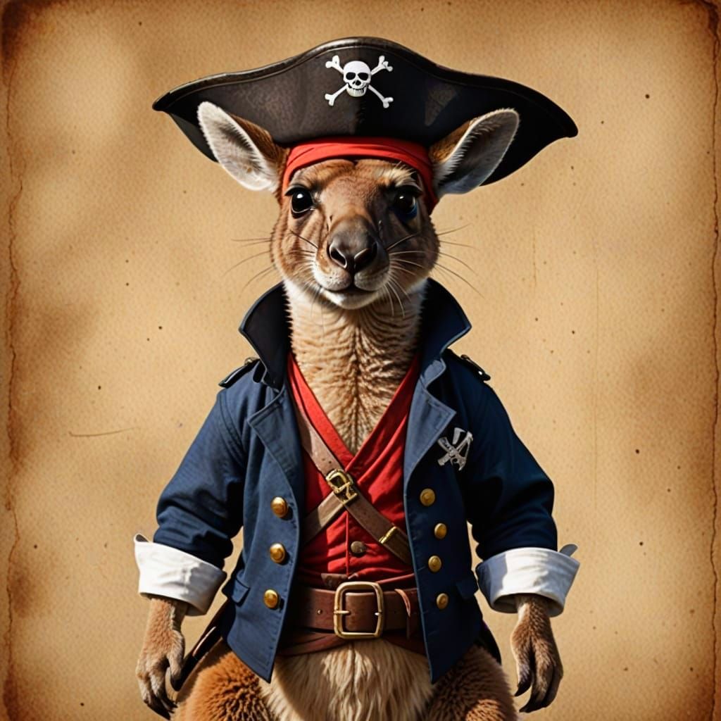 Pirate Kangaroo Ready for Halloween Adventure