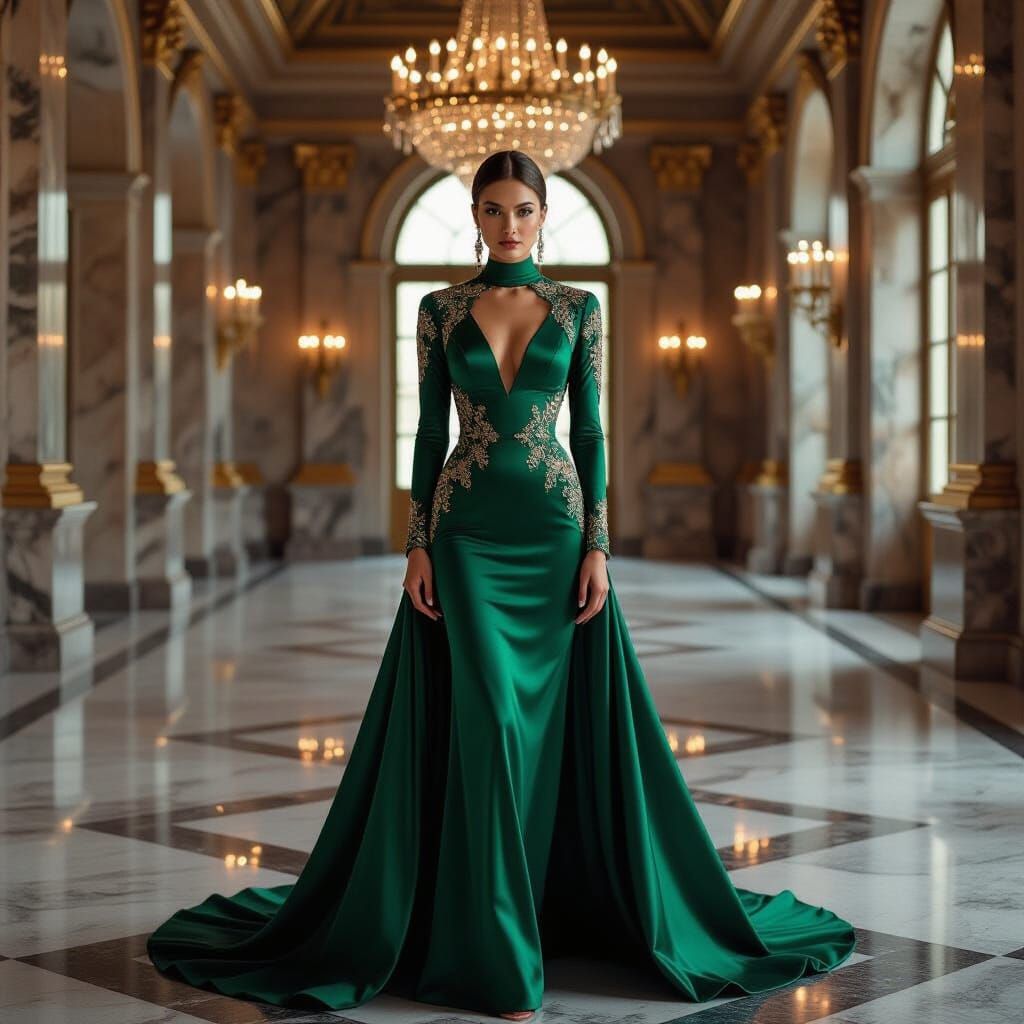 High-Fashion Portrait in Luxurious Architectural Setting