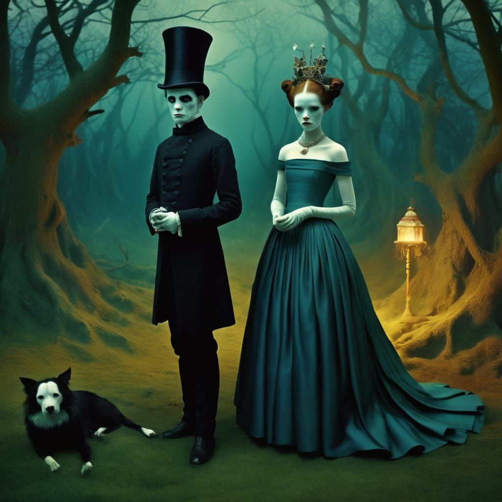 Dark Fairytale Couple in Surreal Dystopia