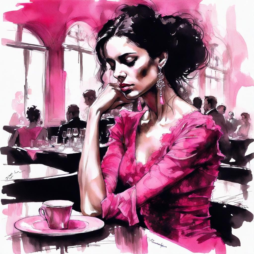 Flamenco Dancer Portrait in Splash Art Style