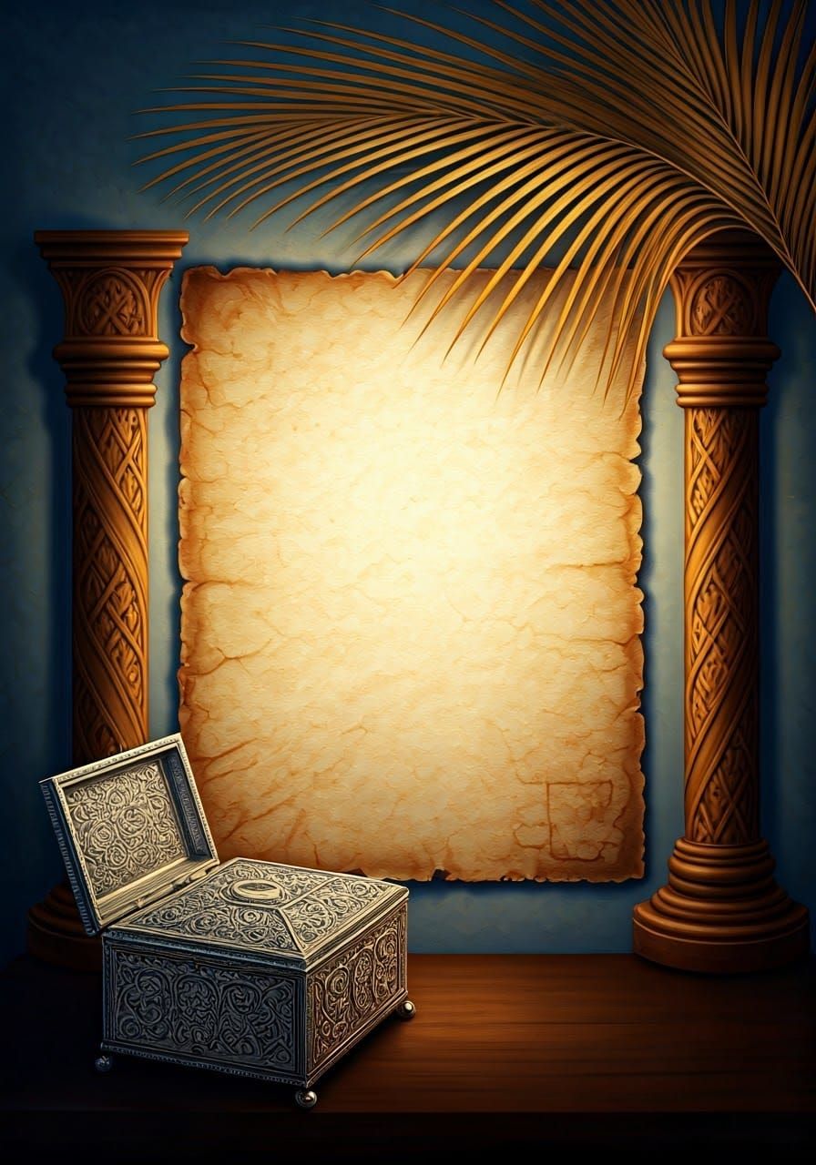 Ornate Illuminated Manuscript Page with Golden Glow