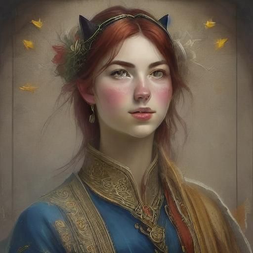 Adolescent Playing Flute in Vibrant Oil Painting