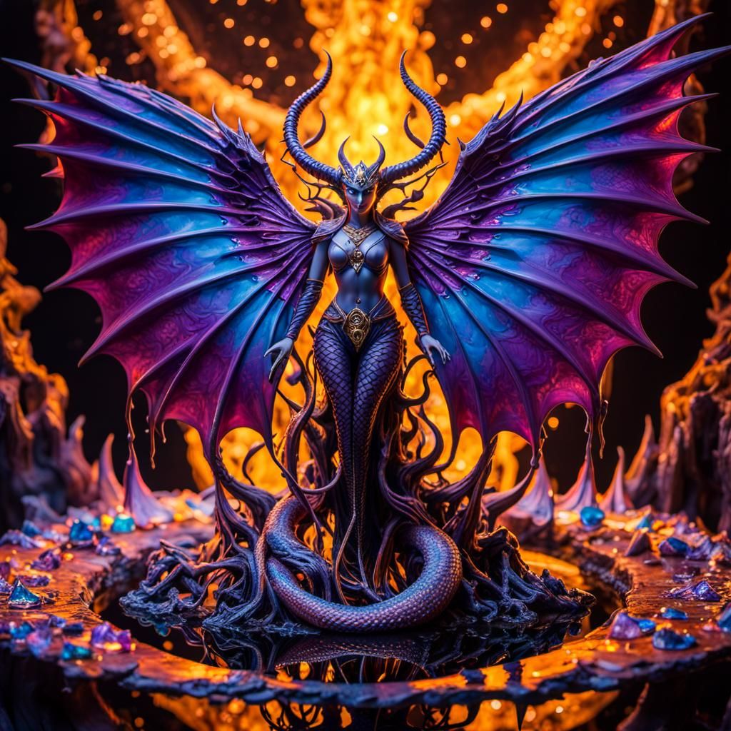 Baroque Demoness in Liquid Acrylic Style