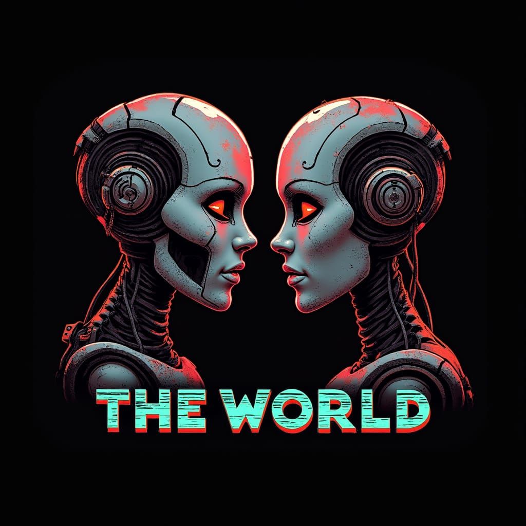 Retro-Futuristic Robot Heads in a Cyberpunk World