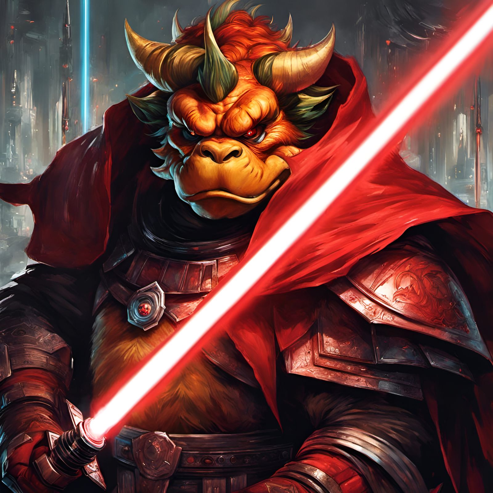 Bowser as Sith Lord with Lightsaber