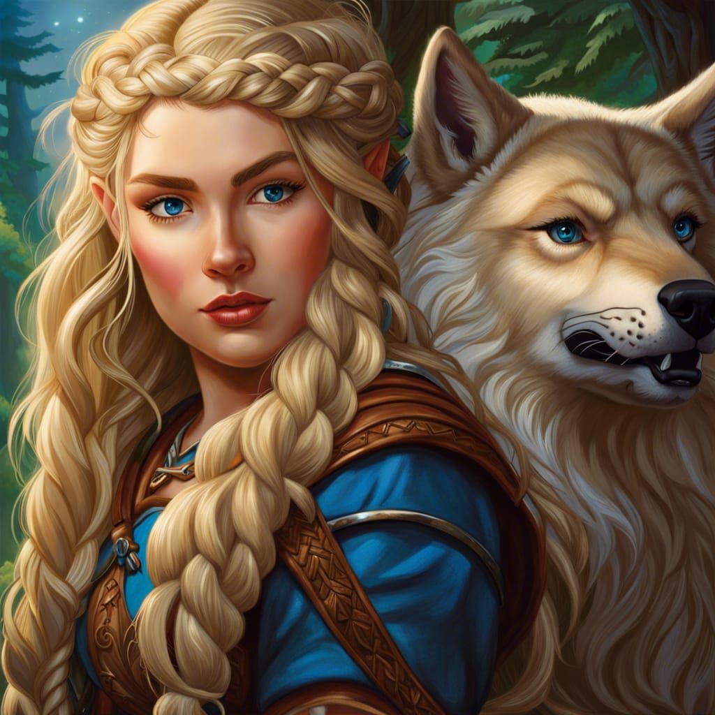 Halfling Ranger with Wolf Companion in Forest