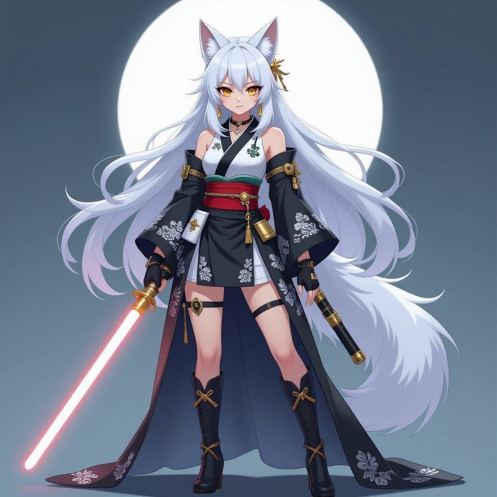 Anime Kitsune Admiral With White Lightsaber
