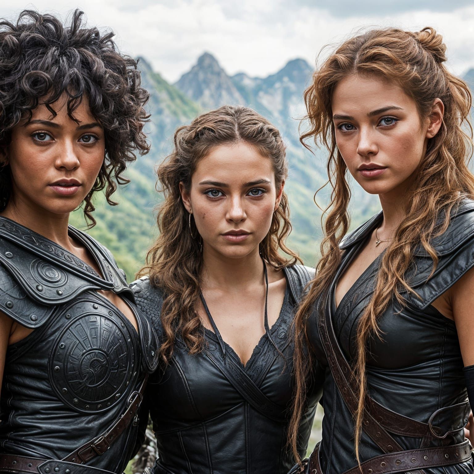Three Women in Armor, Ancient Greece, Cinematic