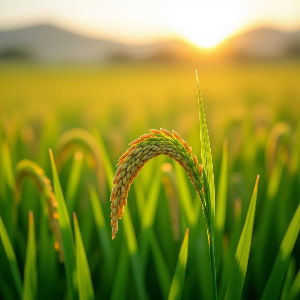Golden Hour Rice Paddy Serenity