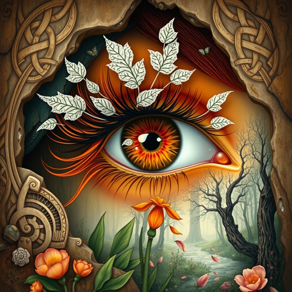 Enchanted Eye with Celtic Knotwork in Art Nouveau Style