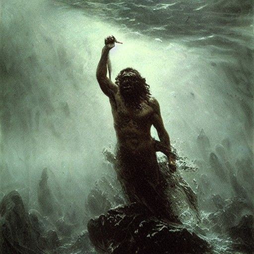 Poseidon's Underwater Scream: A Dramatic Portrait