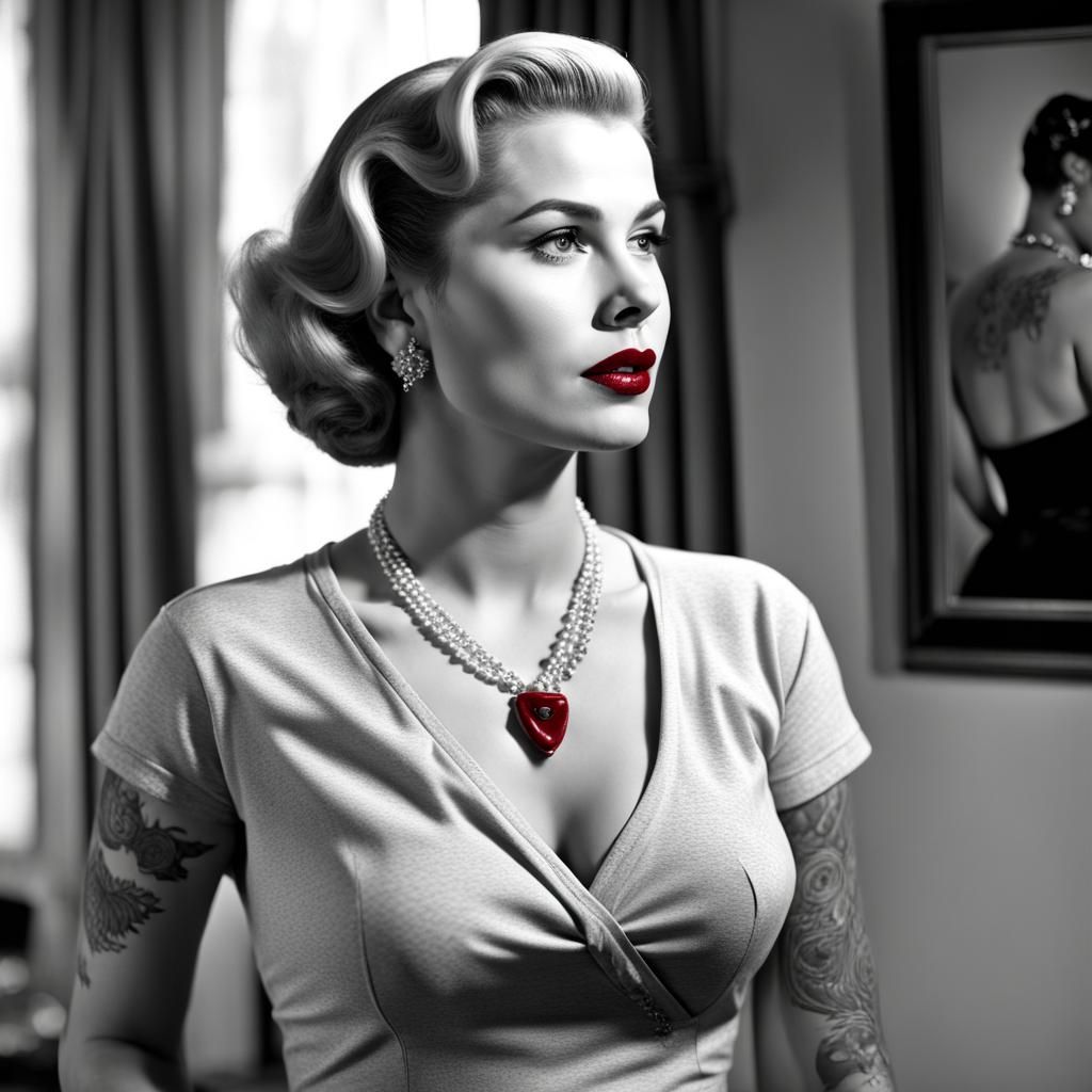 Grace Kelly Rockabilly Portrait in Ultra Cinematic Style