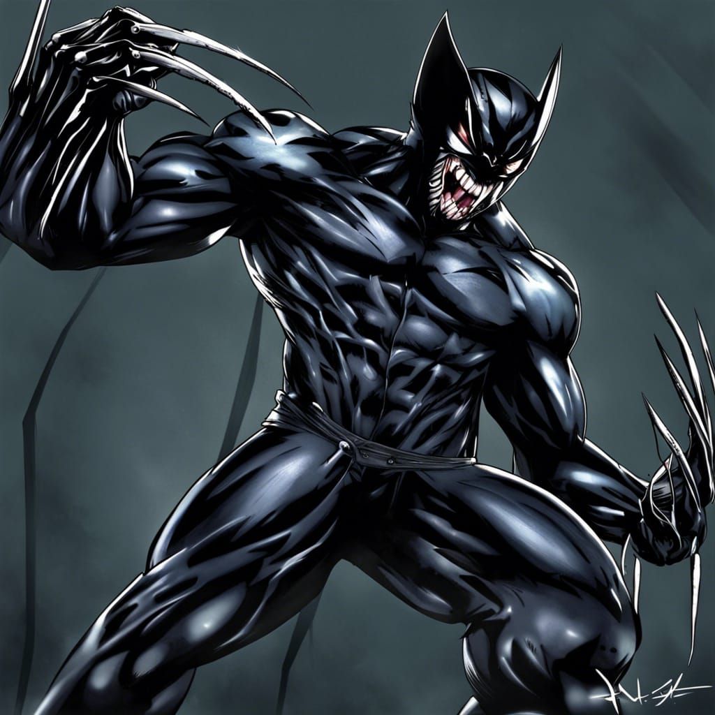 Wolverine with Venom Symbiote in Anime Style
