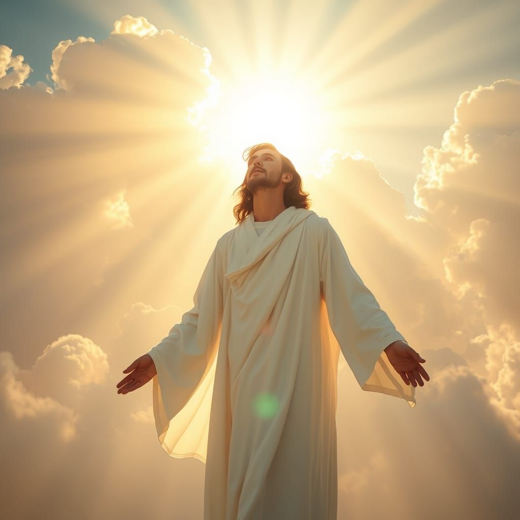Ethereal Biblical Scene with Divine Sunshine Beams