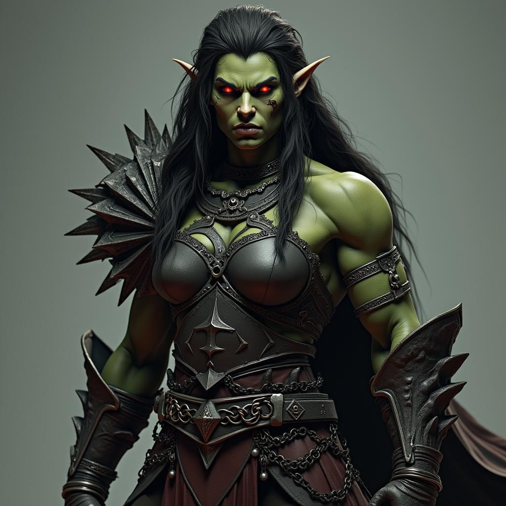 Fierce Orc Warrior in Dark Gothic Armor
