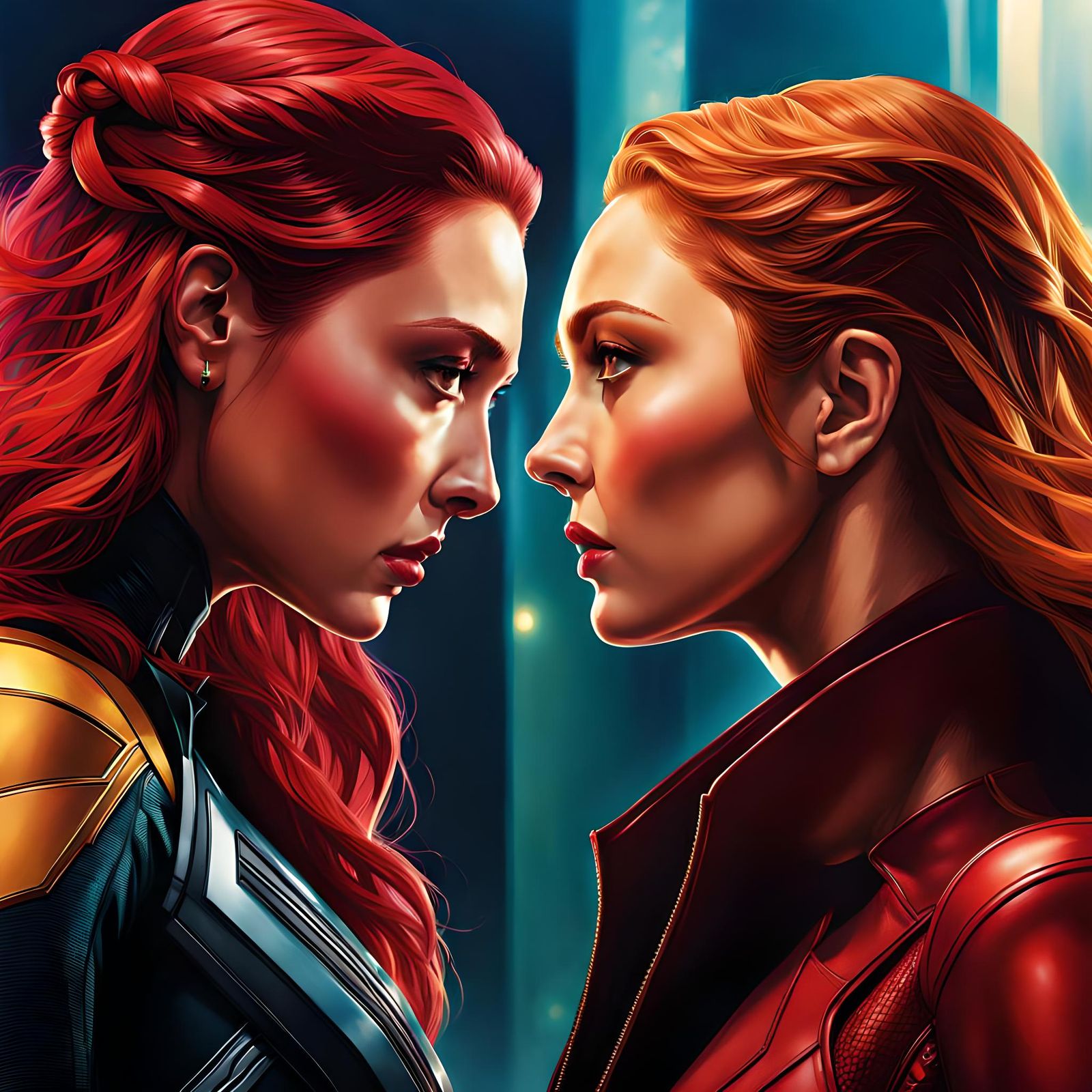 Hyperrealistic Romance Between Two Women, Splash Art