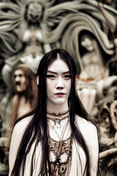 Ethereal Mythical Goddess Portrait in Studio Ghibli Style