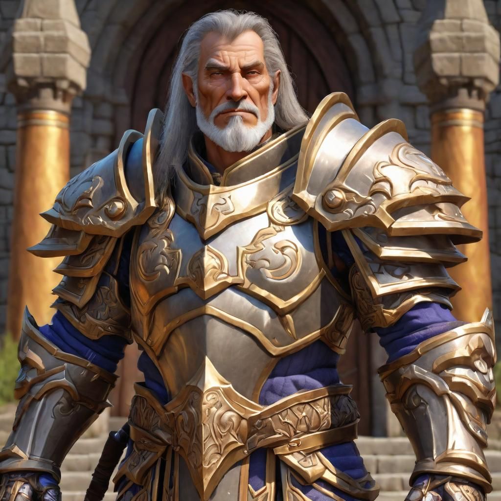 Paladin in Warcraft Style, Hyperrealistic Portrait
