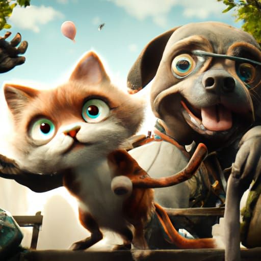 Dog and Cat: Detailed Fantasy Concept Art