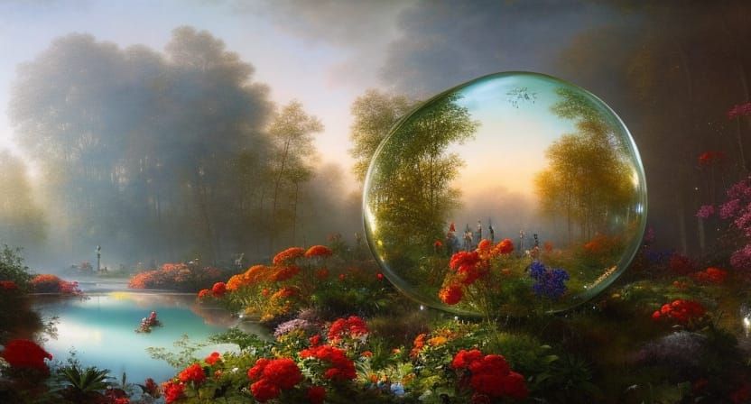 Glass Bubble Flower Garden: Hyper-Detailed Photorealistic Ar...